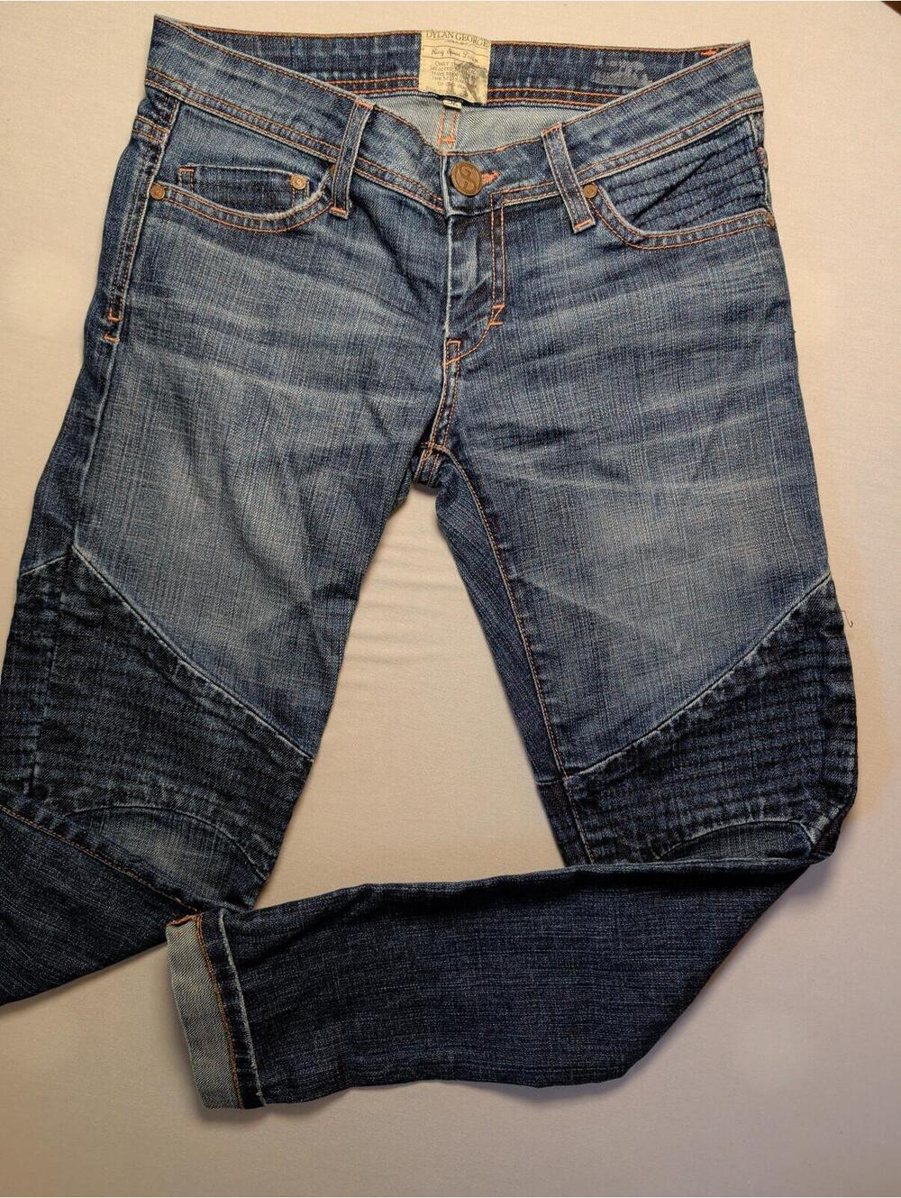 Dylan George Low-Rise Distressed Patchwork Wash Jeans Cropped Y2K Size 26